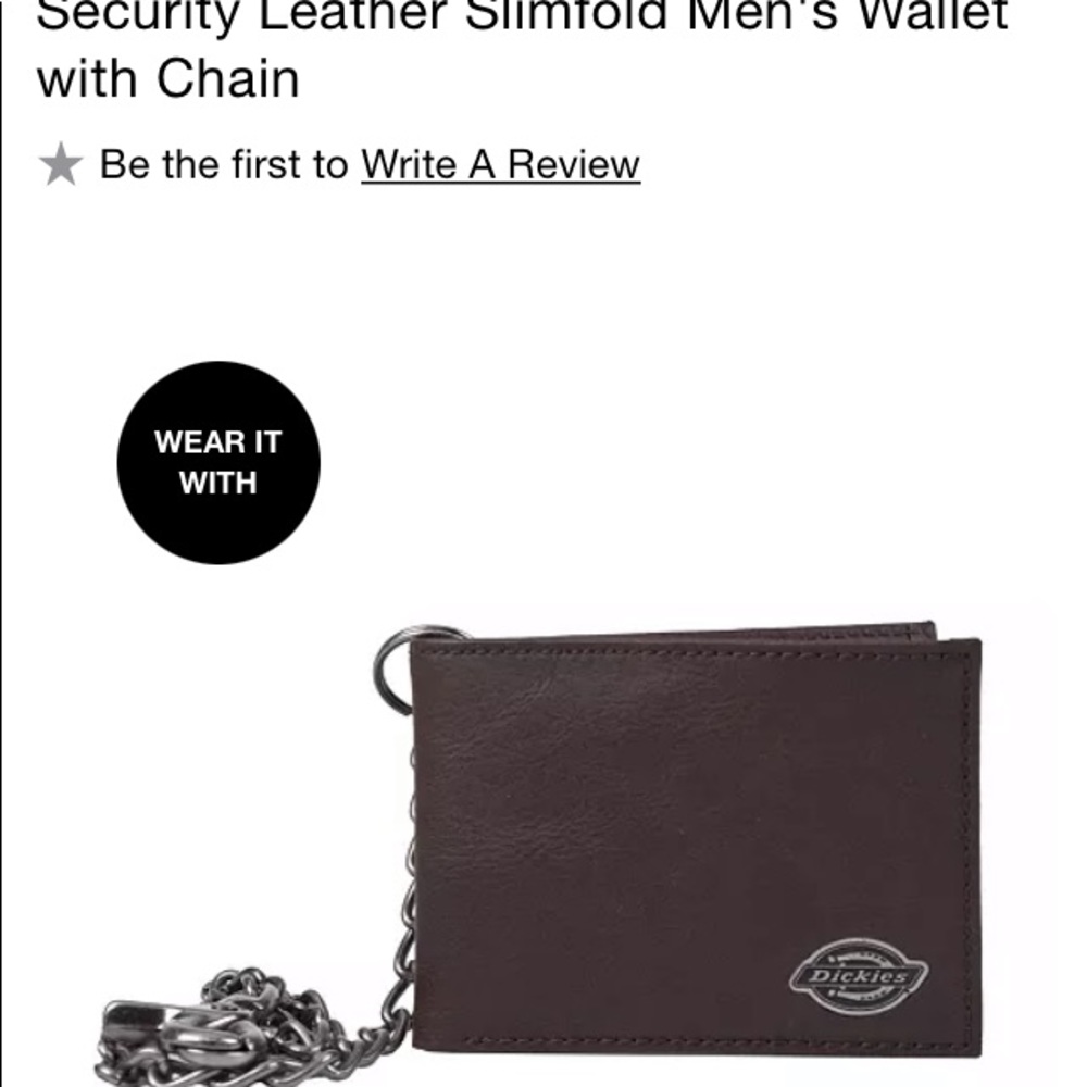 Security Leather Slimfold Men’s wallet with chain. Dickies brand from Macy’s
